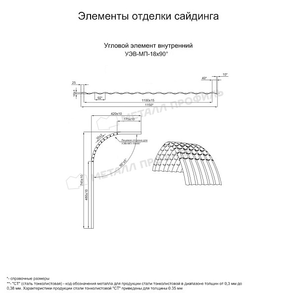 Угловой элемент внутренний УЭВ-МП-18х90° (PURMAN-20-8017-0.5) ― приобрести по умеренной стоимости ― 5140 ₽ ― в Астрахани.