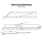Металлочерепица МЕТАЛЛ ПРОФИЛЬ Ламонтерра-XL NormanMP (ПЭ-01-9003-0.5)